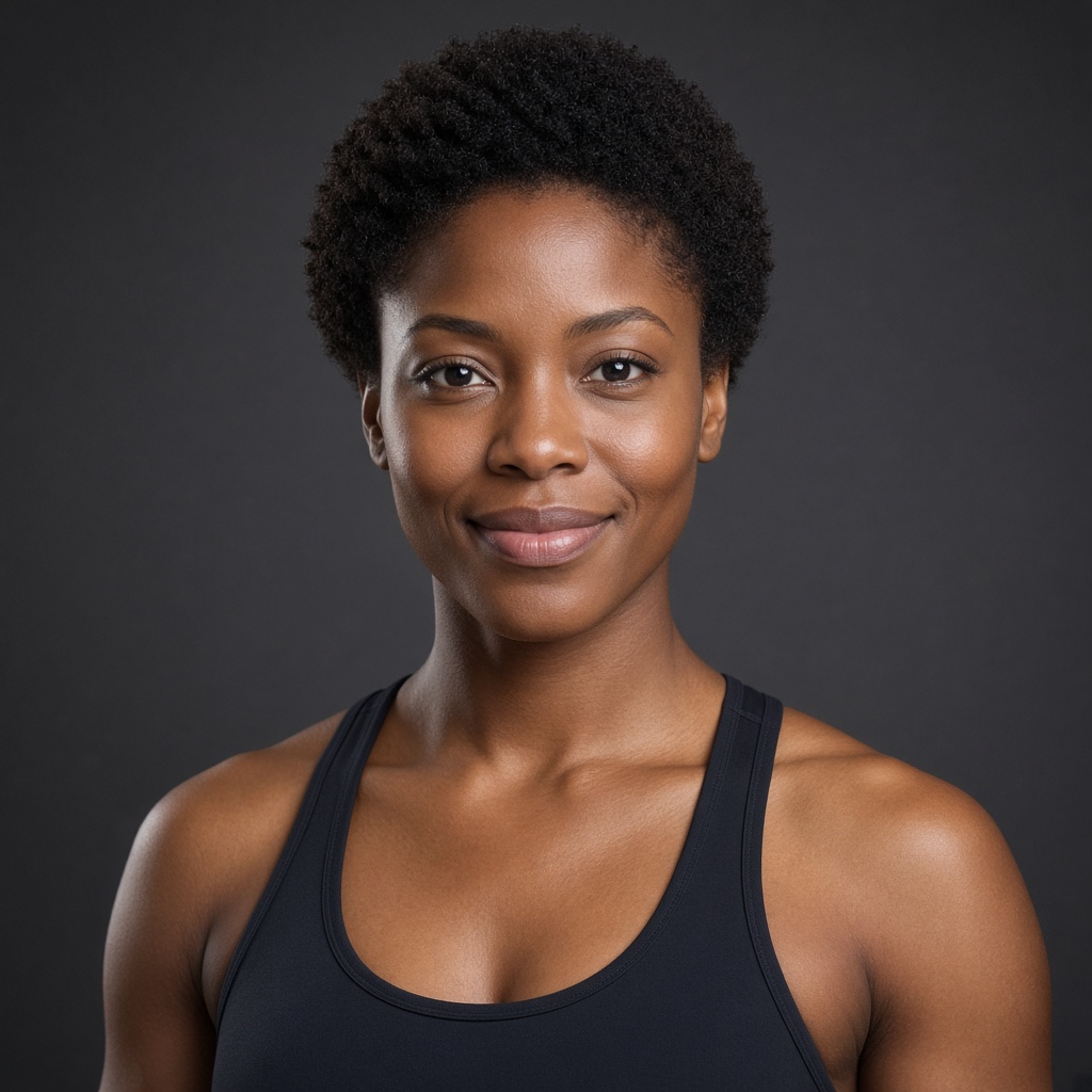 Portrait of coach Maya Okonkwo, fictional